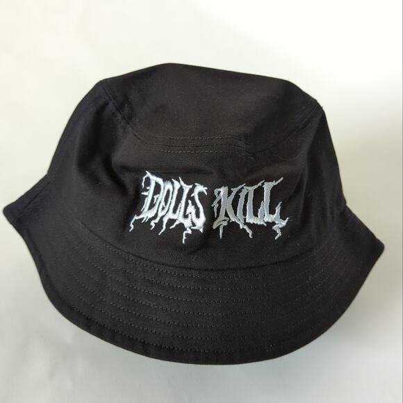 Dolls Kill Black Bucket Hat OS Unisex Womens Cap NWOT - Picture 2 of 6